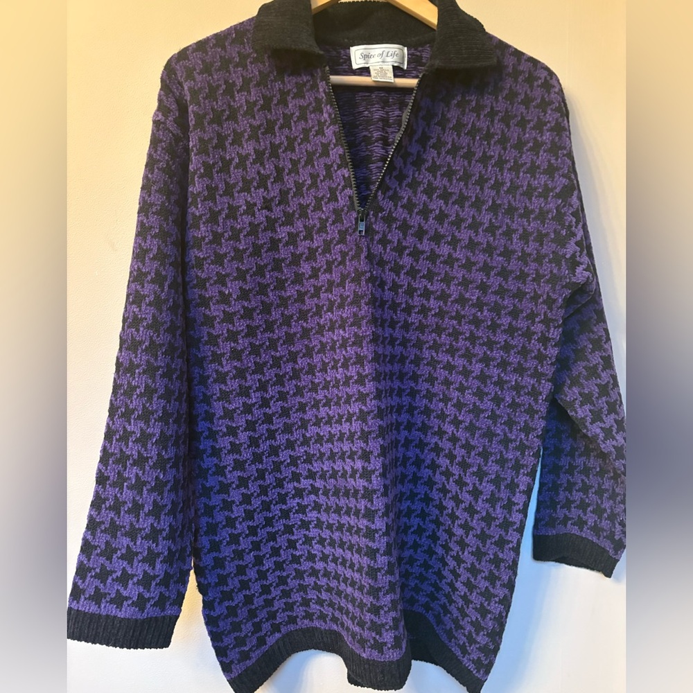 Purple Houndstooth Women's Sweater